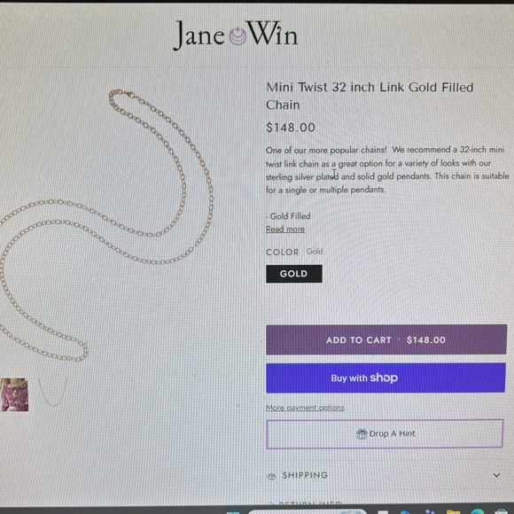 Jane Win Mini-Twist 32 inch Link Gold Filled Chain - Picture 2 of 7